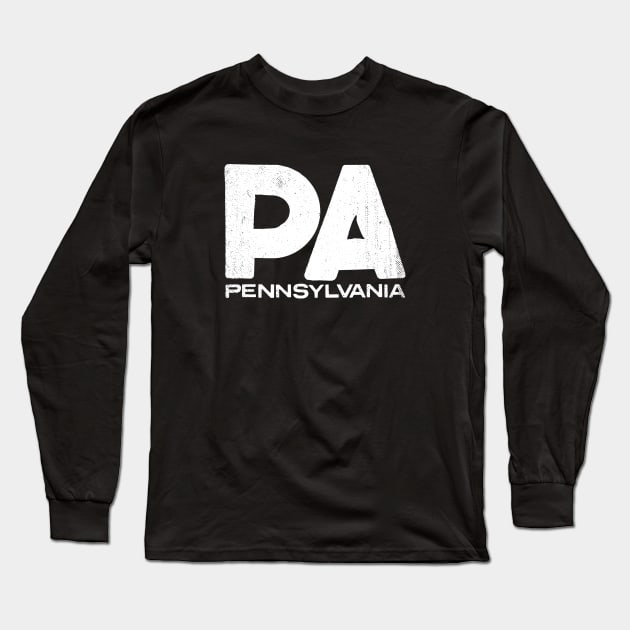 PA Pennsylvania Vintage State Typography Long Sleeve T-Shirt by Commykaze